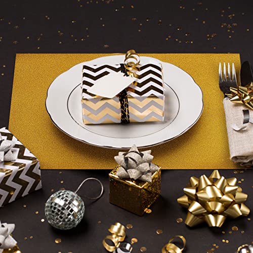 Harloon 100 Pcs 11 X 17'' Glitter Paper Gold Placemats Rectangle Sparkle Place Mats Single Side Decorative Disposable Placemats 80Lb Text Paper Golden Table Mats For Wedding Party Table Decoration #TOP4