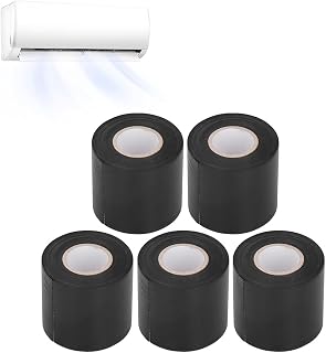 Tissting 5St PVC Isolierband, Strapazierfähiges Klimaanlage Kupferrohr Tape Rohrbinderiemen Klebeband zum Schutz, Bündeln und Reparieren von Kabeln, 60mm x 11m (Schwarz)