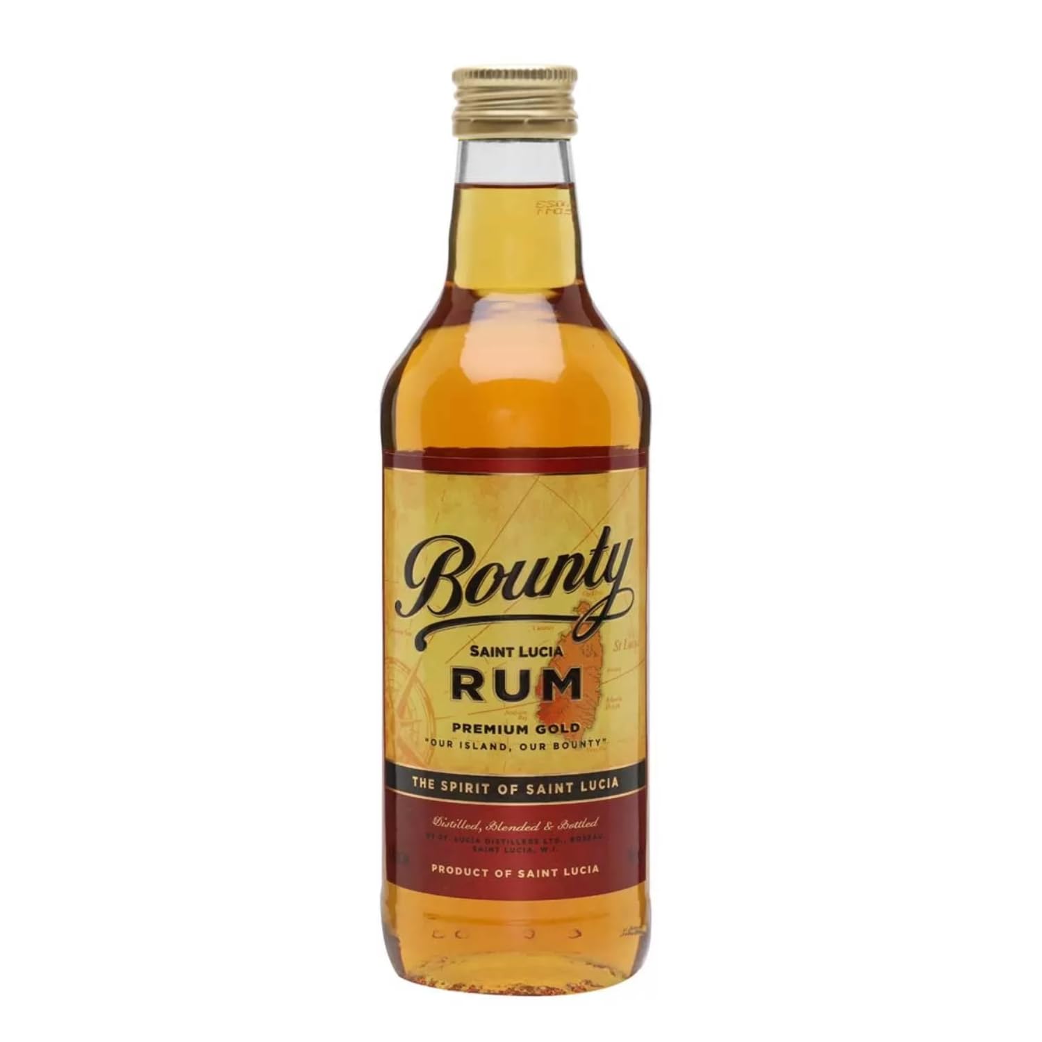 Bounty Rum Gold: Fine Rum Miniature/Distilled, blended and bottled in Saint-Lucia / 40% alcohol, 5cl / Perfect base for Long Drink