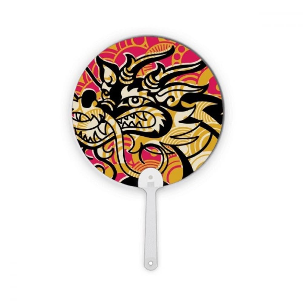 Éventail rond motif dragon chinois idéal pour décoration de salon et soirées
