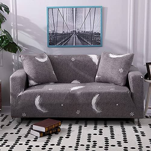 Funda Sofa 3 Plazas Pluma Blanca Funda De Sofá Elástica En Spandex,Antideslizante,Protector Sofa Gatos Arañazo Y Perros Mascotas,Funda Sofá Estampadas