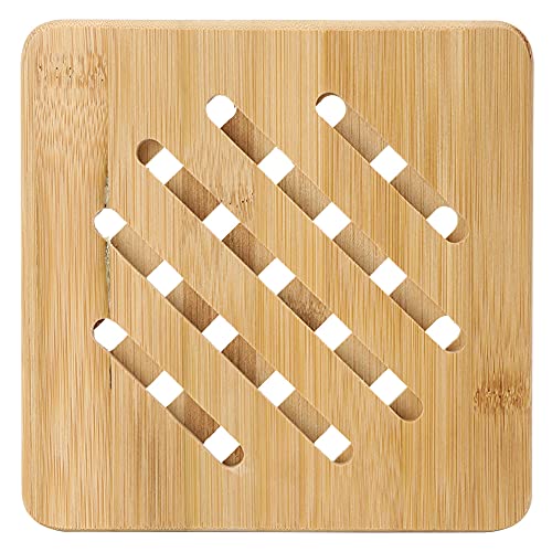Tapete de Mesa de 4 Peças Tapete de Isolamento de Bambu Anti Escaldante Trompete Antiderrapante Resi