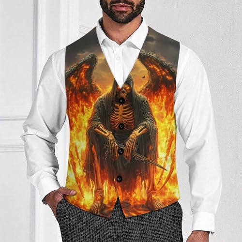Flaming Death Mens Slim Fit Suit Vest Dress Waistcoat Casual Business Vest2
