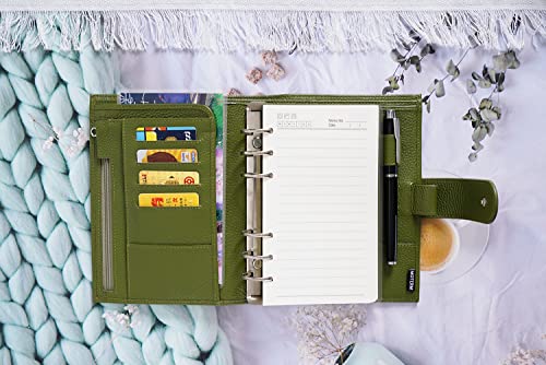 Moterm Personal Luxe Rings Planner - Genuine Leather Binder Organizer (Pebble-Olive, 30Mm Ring) #TOP2