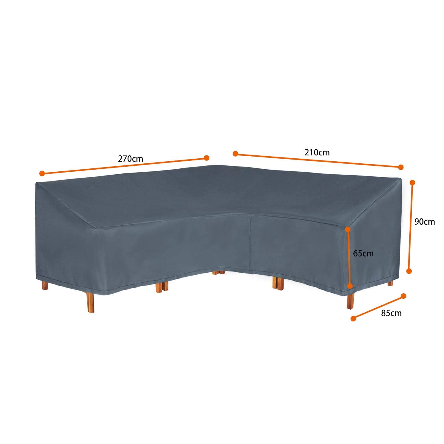Loungemöbel Abdeckhaube für L-Form Sofas，Wasserdichtes Atmungsaktives TPU Gewebe Abdeckhaube für Gartenmöbel ，Wasserdicht Schutz vor Wind UV schützende (Grau (270 * 210 * 85W*90H/65H cm)