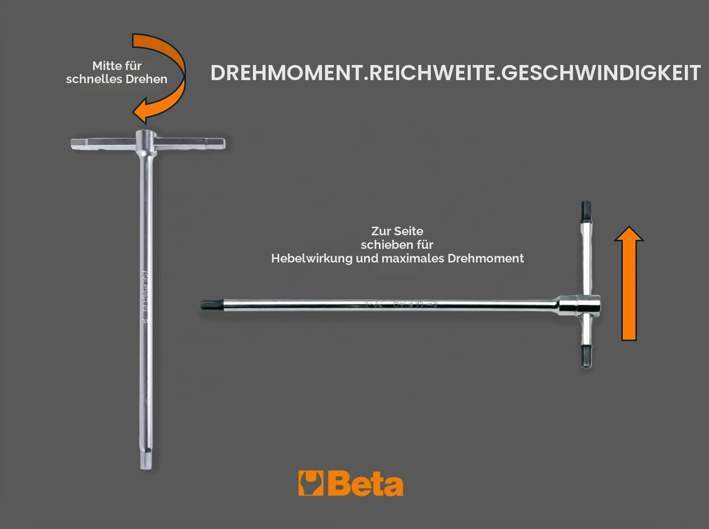 Beta 951/S6 - Stiftschlüsselsatz, 6-teilig, mit T-Griff, sechskantprofil an drei enden (Art. 951) | Hergestellt in Italien, hohes Drehmoment und schnell drehendes T-Design, kalibrierte sechseckige Enden