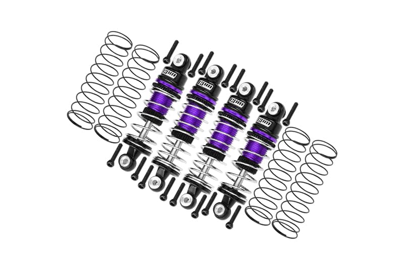 Aluminum 6061 Alloy Front (32mm) & Rear (36mm) Shock Set For LOSI 1:24 Micro-B 2WD Buggy RTR-LOS00007 / 1:28 Micro-T 2S 2WD RTR Stadium Truck-LOS-1392 Upgrades - Purple