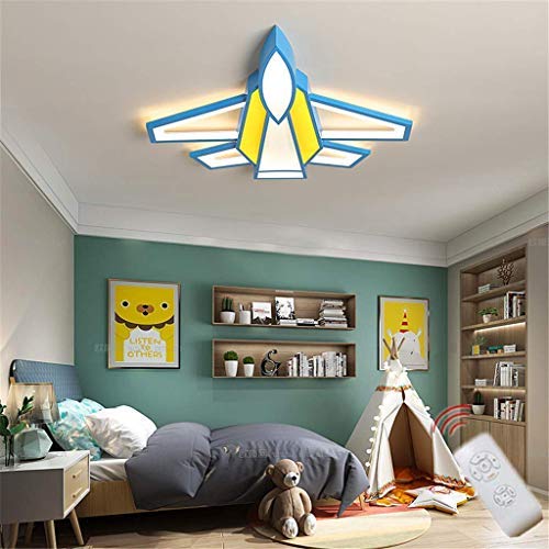 Chambre d'enfant illuminée par ce plafonnier LED avion jaune créatif et rassurant