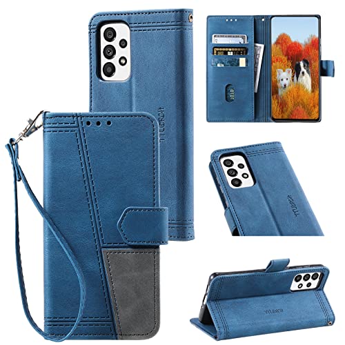 BLOTECH Étui en Cuir de Couleur pour Samsung Galaxy A33 5G Rabat en Cuir Portefeuille 3 Couleurs Couture Design PU Leather Case Housse Girl Fresh Fashion...