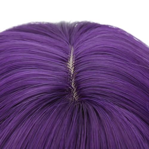 Image of PATTNIUM Child Dark Purple Wig Kids Purple Wig with Bangs Short Wavy Curly Girls Synthetic Cosplay Halloween Party Costume Hair Wigs