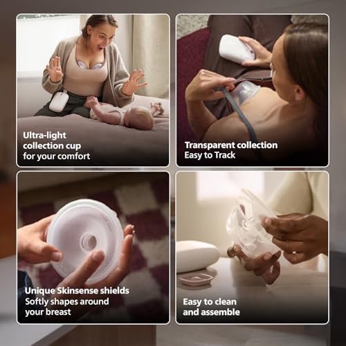 Image of Philips Avent Hands-Free /Wearable Electric Breast Pump | Quiet Hospital Grade Motor | Mimicks Baby's Drinking Rhythm | 8 stimulation & 16 expression levels | Ultra- light cup | Unique SkinSense Shields | SCF531