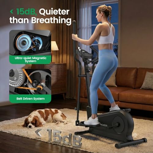 Image of ANCHEER Elliptical Exercise Machine for Home, Foldable Magnetic Elliptical Trainer with 16 inch Stride, 16 Resistance Levels, Adjustable Pedals, LCD Monitor & Pulse Sensor, 550 LBS Weight Capacity