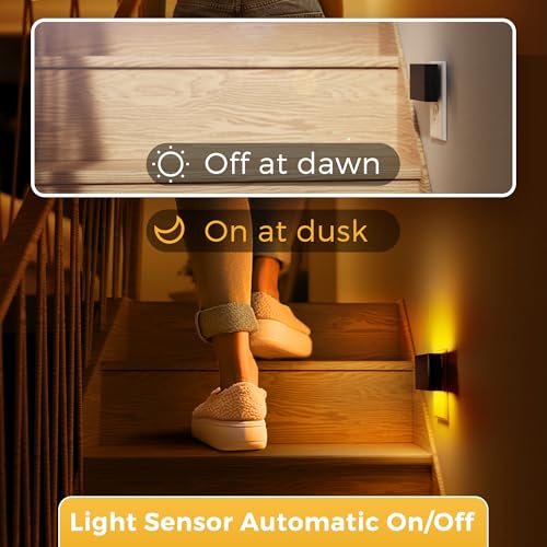 Image of L LOHAS LED Night Light, 2 Pack Dimmable Modern LED Night Lights Plug into Wall,Dusk to Dawn Sensor Night Lights for Kid, 0-100LM 2000K Amber Nightlight for Hallway Bedroom Stairway