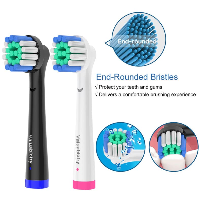 16 Pack Precision Replacement Brush Heads Compatible with Oral B Braun Electric Toothbrush. 8pcs White and 8pcs Black
