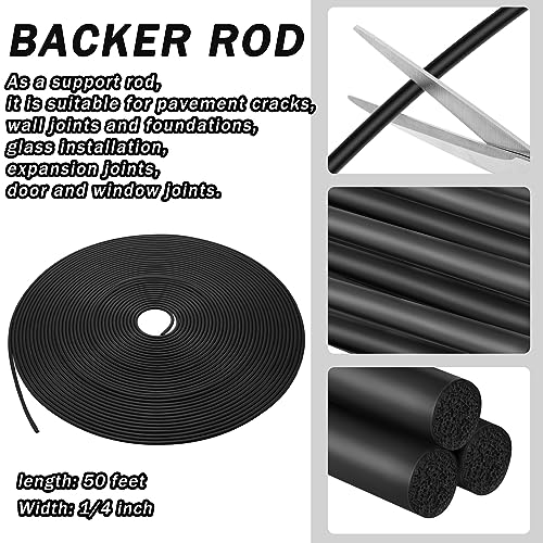 Image of Frienda Backer Rod Foam Rubber Caulk Saver Concrete Expansion Joint Filler Weather Strip Seal for Gaps and Joints (Black,1 /4 Inch x 50 ft)