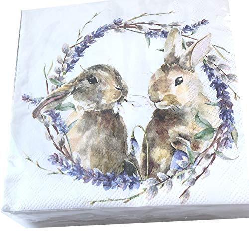 Serviettes en papier lapin pour loisirs créatifs et goûters d'enfants
