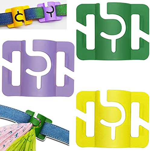 Image of Hands-Free Dog Poop Bag Holder for Basic Dog Leash Used Doggie Poop Bags Carrier for Flat Leash(Green+Yellow+Purple)