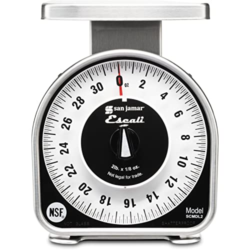 San Jamar Stainless Steel Mechanical Dial Food/Kitchen Scale, 2 Lb Capacity, Stainless #TOP7