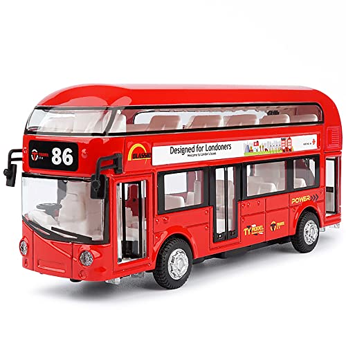 Image of DEUSON ECOM Diecast Metal Alloy London Long Bus Double Decker Bus Light & Music Open Door Collection Bus Toys for Boy Kids, Multicolor