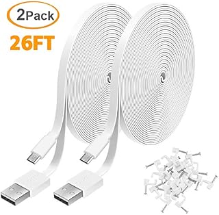 2 Pack 26FT Power Extension Cable for WyzeCam,WyzeCam Pan,KasaCam Indoor,NestCam Indoor,Yi Camera, Blink,Cloud
