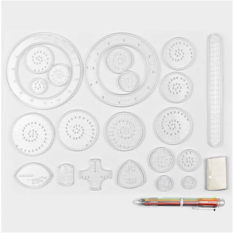 MILISTEN 1set 22pcs Drawing Ruler Plastic Ruler Set Spiral Ruler Set