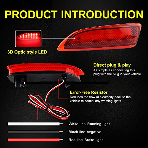 2 Peças Led Luz De Travagem Traseira Reflectora Do Pára-choques Para 2011-15 Lexus CT 200h CT200h Pa