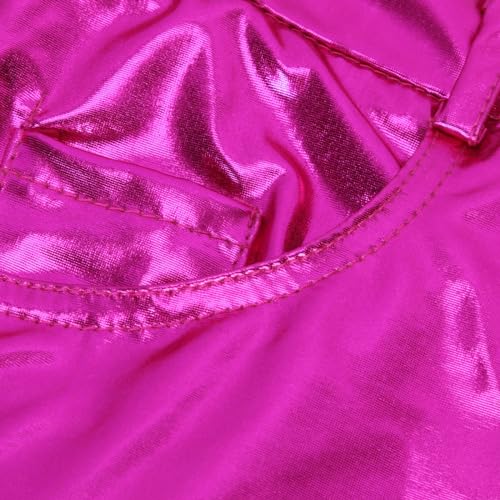 HGps8w Women's Metallic Shiny Leggings - High Waisted Faux Leather Pants Wet Look Skinny Glamour Tights 5