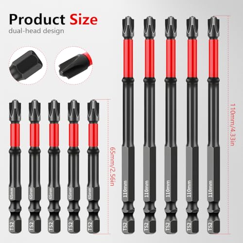 Image of Serplex10Pcs Magnetic Cross Head Screwdriver Bits, 65mm & 110mm Lengths, S2 Alloy Steel Phillips Drill Bits for Electric Drills & Screwdrivers, Furniture Assembly, Electrical Work, and Repairs