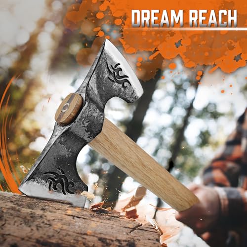 Dream Reach Axt Beil Set - 2PCS Doppelaxt Wikingeraxt Camping Beil Outdoor, Tomahawk Holzgriff Axt Holz Spalten für Bushcraft Wald Garten Männer Geschenke – Bild 3