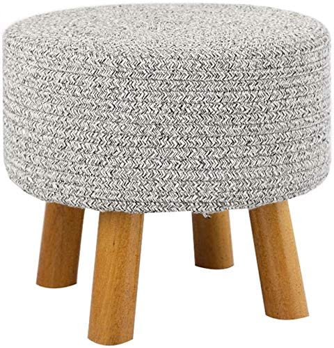 Tabouret en bois massif gris 36x32cm pour salon et chambre