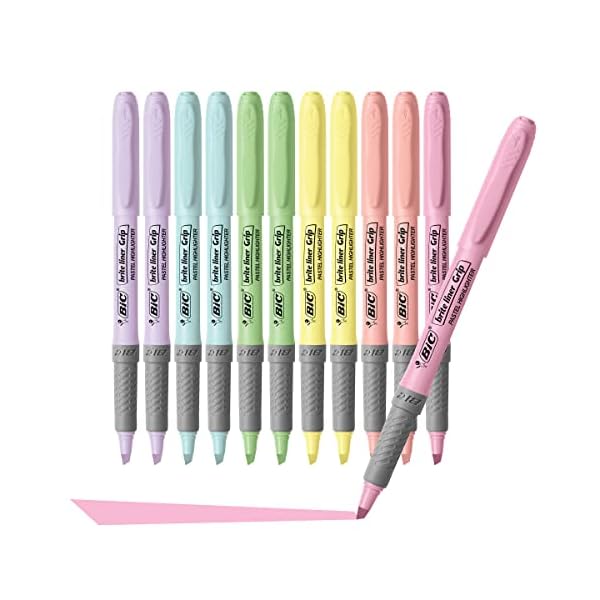 BIC-Brite-Liner-Grip-Pastel-Highlighter-Set-Chisel-Tip-12-Count-Pack-of-Pastel-Highlighters-in-Assorted-Colors-Cute-Highlighters-for-Bullet-Journaling-Note-Taking-and-More BIC-Brite-Liner-Grip-Pastel-Highlighter-Set-Chisel-Tip-12-Count-Pack-of-Pastel-Highlighters-in-Assorted-Colors-Cute-Highlighters-for-Bullet-Journaling-Note-Taking-and-More