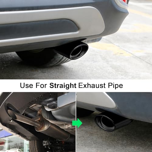 Image of Dsycar Universal Stainless Steel Car Exhaust Tail Muffler Tip Pipe - Adjustable Car Decoration Exhaust Tips (Straight-Black)