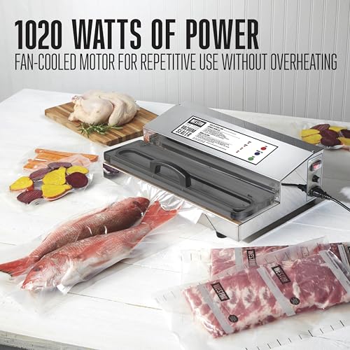Weston Brands Vacuum Sealer Machine for Food Preservation & Sous Vide, Extra-Wide 5mm Bar for Sealing Bags up to 15\" Wide, 1020 Watts, Commercial Grade Pro 2300, Stainless Steel (65-0220-W)