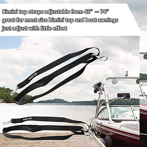 Adjustable Bimini Top Straps,Marine Awning Webbing Straps With Stainless Stee Heavy Duty Snap Hooks,Bimini Top Hardware,Marine Nylon Top Straps (Small Hook Strap) 2Pcs #TOP3