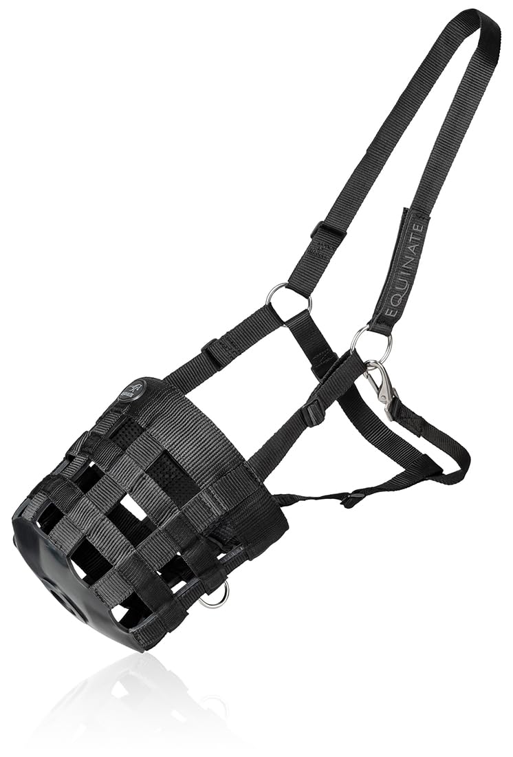 Equinate Fressbremse Grazeguard mit Polsterband Cob/Vollblut | Stufenlos Verstellbarer & ergonomischer Maulkorb für Pferde & Ponys | Reguliert die Futteraufnahme | Ideal für den täglichen Weidegang