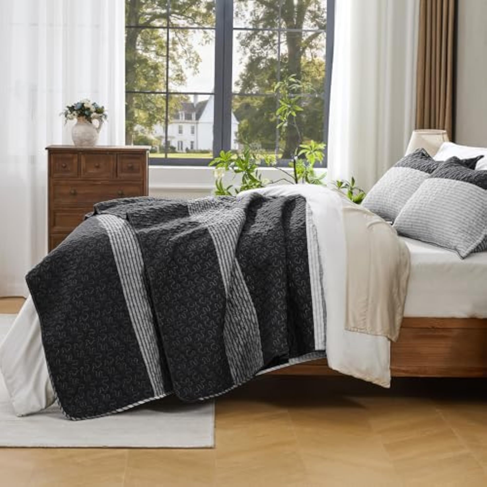 Patchwork Striped Twin Quilt Set, 2 Pieces