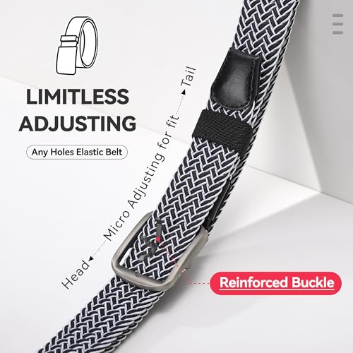 Image of Mile High Life | Braided Stretch Elastic Belts | Pin Oval Solid Black Belt Buckle | PU Loop End Tip Men /Women /Junior Belt