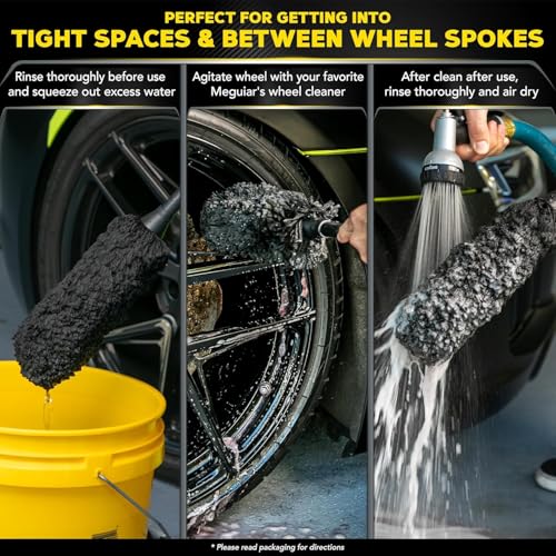 Meguiar's X1902EU Supreme Microfibre Wheel Brush, Medium, Completely Safe Wheel Cleaning, Black - 3