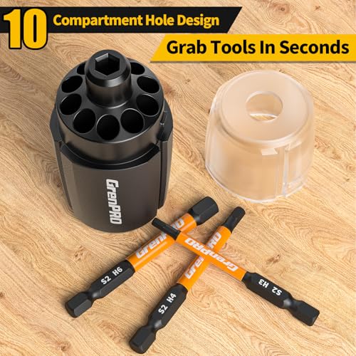 20 Pcs Hex/Allen Wrench Drill Bit Set with 2 Storage Organizer, Convertible Screwdriver Holder, Tungsten Steel, Clear Dustproof Lid, Compact & Lightweight