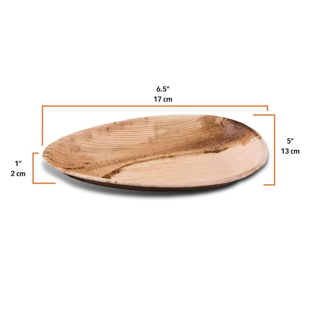 100Piezas Platos Desechables Hoja de Palma 17cm | Vajilla Desechable Biodegradable 100% Compostable | Plato de Bambú para Cumpleaños, Material de Madera de Palmera