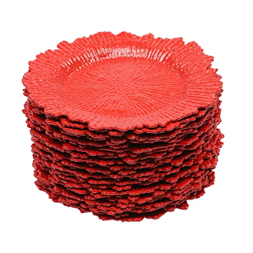 Set de 24 platos apilables de plástico rojo 32 cm miniatura 5