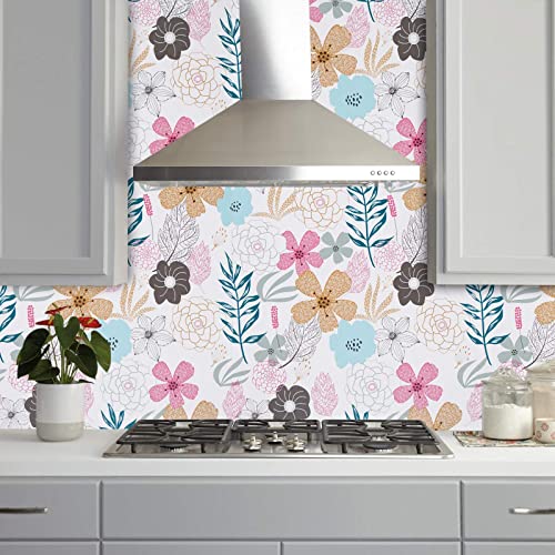 Mecpar Floral Wallpaper 17.71'' X 118'' Perennial Blooms Wallpaper Floral Peel And Stick Wallpaper Vinyl Self Adhesive Removable Waterproof Wallpaper For Bathroom Cabinet Prepasted Decorative #TOP7