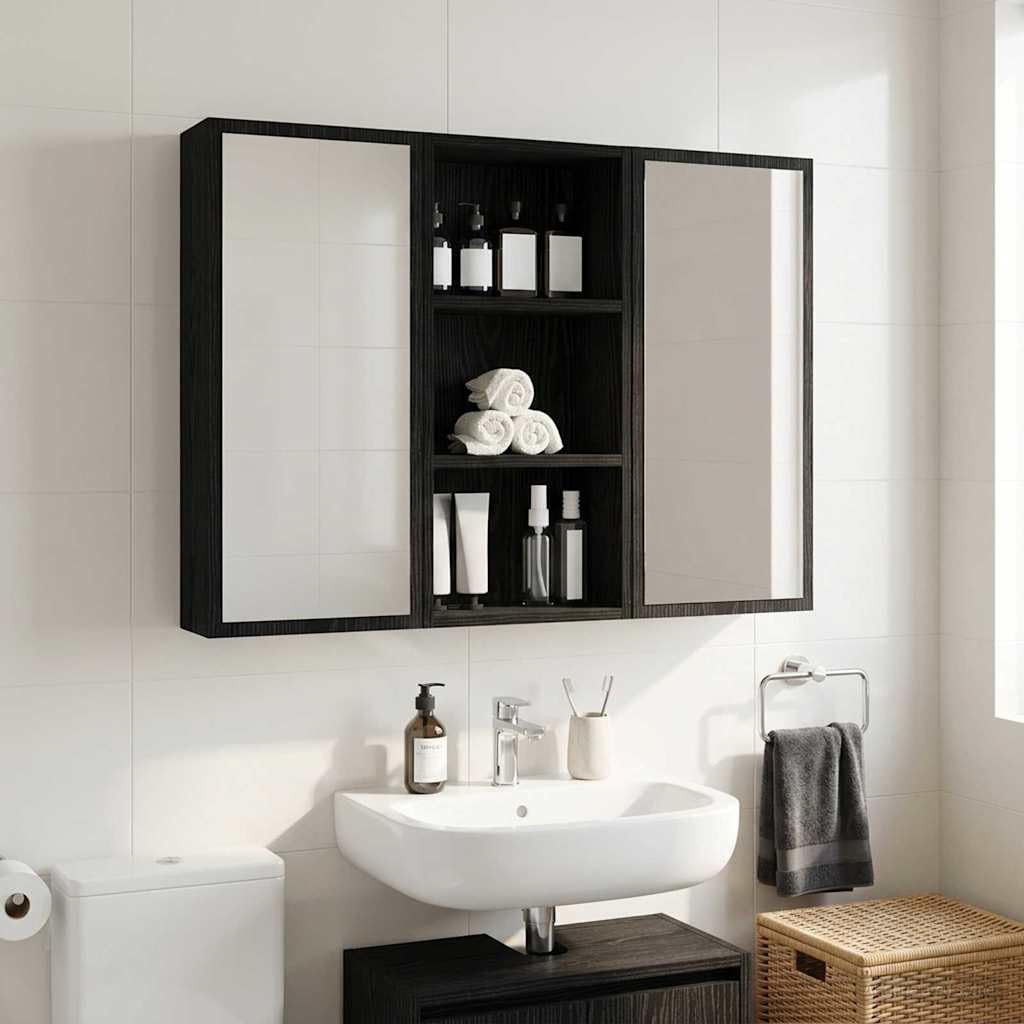 Armoire murale de salle de bain en chêne noir 30 x 16 x 62,5 cm