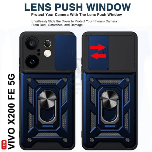 Image of AIBEX Back Cover for Redmi 15 5G | D10 Tough Armor Case | Sliding Camera Shield | 360 Protection | Kickstand Ring Holder | Military-Grade Bumper Case