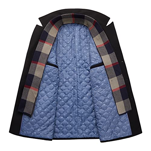 Image of WULFUL Men's Wool Blend Winter Coat Slim Fit Short Trenchcoat Warm Business Jacket with Detachable Soft Wool Scarf