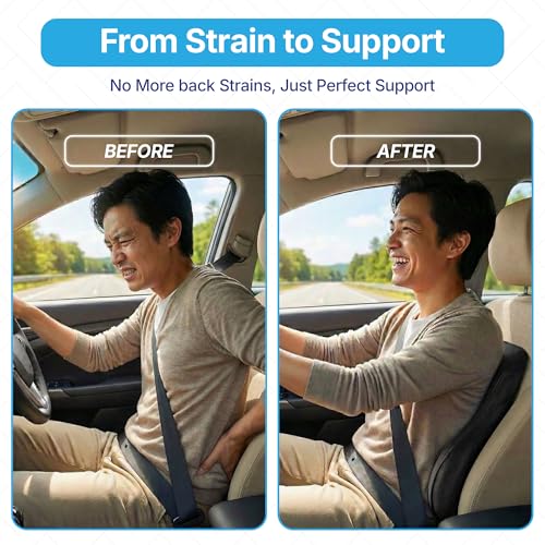 Image of KINGSWAY Car Accessories Orthopedic Lumbar Support Seat Cushion, Universal Use Car Pillow, Memory Foam Pillow in Black, Super Soft and Super Comfort Design Sciatica Back Support, Pack of 1