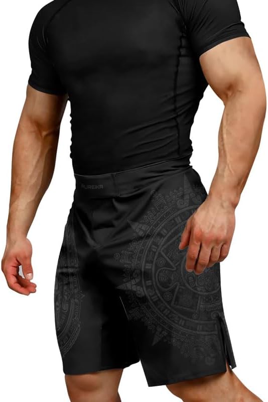 Men’s Aztec Fight Shorts – Stretchable MMA Shorts for BJJ, Jiu Jitsu, Wrestling, Boxing, and Muay Thai Training