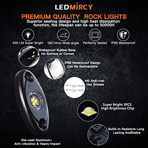 Ledmircy Led Rock Lights White 8Pcs For Off Road Truck Car Boat Atv Suv Waterproof High Power Underbody Neon Trail Lights Underglow Lights Interior Exterior Shockproof(8Pcs-White) #TOP3