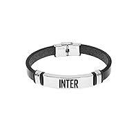 F.C. Internazionale Bracciale Acciaio Pelle, Uomo