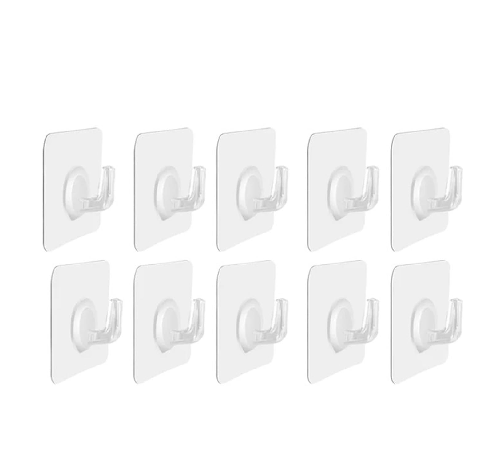 MKYYIOED Adhesive Hooks Self-Adhesive Hook Transparent Door Wall Heavy Load Rack Kitchen Bathroom Towel Key Sticky(10 PCS White)